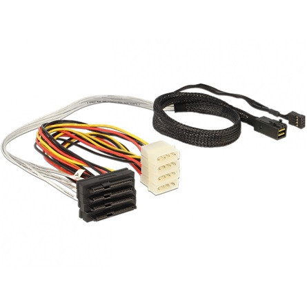 Delock KAB Delock 83390 mini SAS HD x 4 SFF 8643 apa > 4 x SAS 29pin SFF 8482 anya kábel - 0,5m