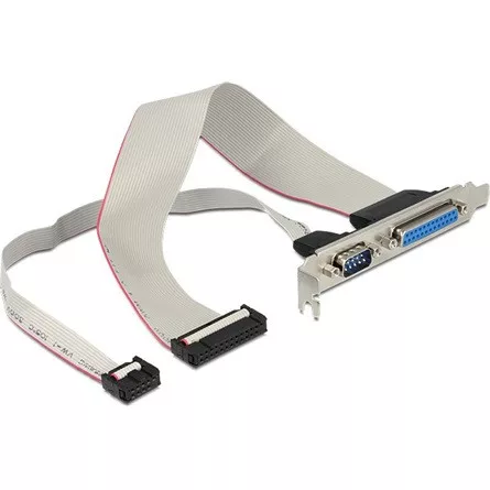 Delock Serial pinheader  Paraller pinheader -> Serial RS-232 Parallel IEEE-1284 F/F hátlapi kivezetés 0.3m
