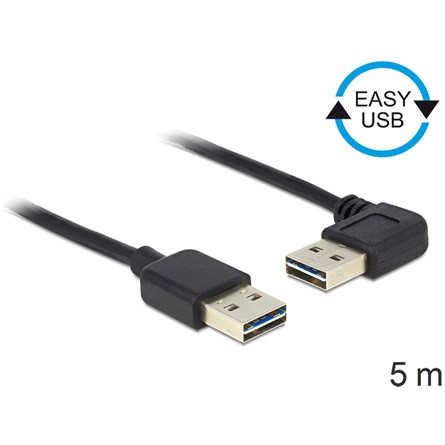 Delock KAB Delock 83467 EASY - USB 2.0 - A apa/apa 90°-ban forgatott kábel - 5m