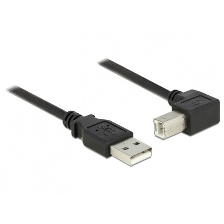 Delock USB-A 2.0 -> USB-B 2.0 M/M adatkábel 1m fekete egyenes/90°