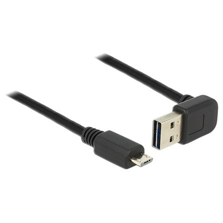 Delock KAB Delock 83535 USB2.0-A fel/le 90°-s dugó + micro-B dugó csatlakozókkal kábel - 1m