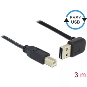   Delock Easy-USB A -> USB-B 2.0 M/M adatkábel 3m fekete 90°/egyenes
