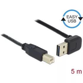   Delock Easy-USB A -> USB-B 2.0 M/M adatkábel 5m fekete 90°/egyenes