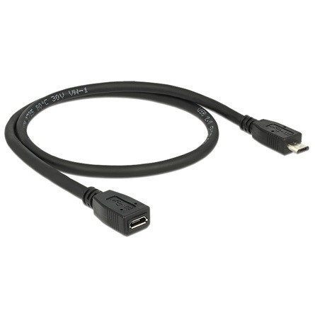 Delock KAB Delock 83567 microB csatl. dugó > USB2.0 microB bővítőkábel - 0,5m