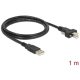 Delock USB-A 2.0 -> USB-B 2.0 M/M adatkábel 1m fekete