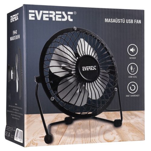 Everest Asztali Ventilátor - EFN-482 (fém, USB, fekete)