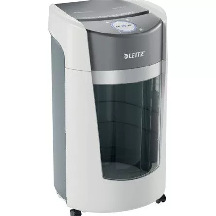 Leitz IQ OptiMax Office P5 keresztvágó / konfettivágó iratmegsemmisítő fehér-szürke