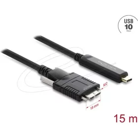   Delock Aktív optikai kábel USB 10 Gbps USB Type-C  apa > USB 10 Gbps Micro-B Típusú dugó csavarokkal ellátott 15 m