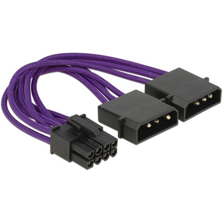 Delock KAB Delock 83705 PCI Express 8pin apa > 2 x 4pin apa textil borítású tápkábel - Lila