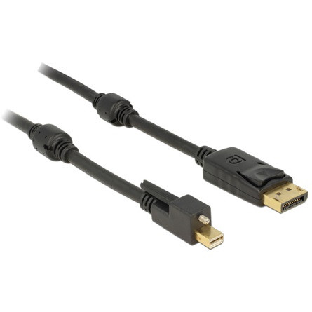 Delock KAB Delock 83721 miniDisplayport 1.2-dugós csatl. csavarral > Displayport-csatl. dugó 4K kábel - 1m