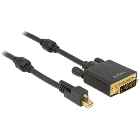 Delock KAB Delock 83725 miniDisplayport 1.2-dugós csatl. csavarral > DVI-csatl. dugó 4K aktív kábel - 1m