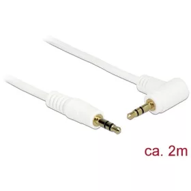   Delock Jack stereo 3,5mm M/M audio kábel 2m fehér egyenes/90°
