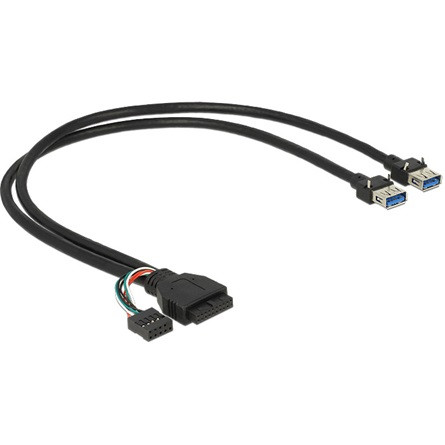 Delock KAB Delock 83829 USB3.0 pin header anya + USB2.0 pin header anya > 2X USB2.0-A anya kábel - 0,45m