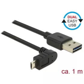   Delock Easy-USB A -> EasyUSB micro-B M/M adatkábel 1m fekete egyenes/90°