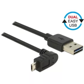   Delock Easy-USB A -> EasyUSB micro-B M/M adatkábel 0.5m fekete egyenes/90°