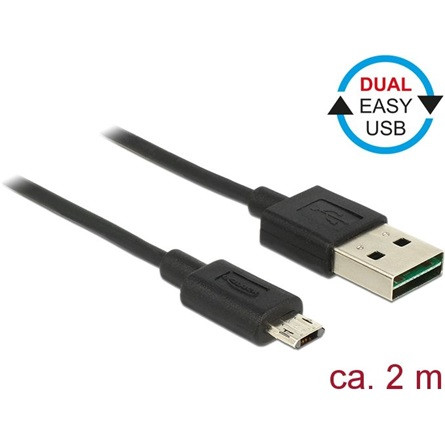Delock USB-A 2.0 -> EasyUSB micro-B M/M adatkábel 2m fekete