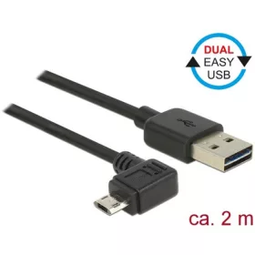   Delock Easy-USB A -> EasyUSB micro-B M/M adatkábel 2m fekete egyenes/90°