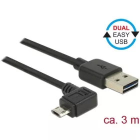   Delock Easy-USB A -> EasyUSB micro-B M/M adatkábel 3m fekete egyenes/90°