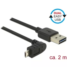   Delock Easy-USB A -> EasyUSB micro-B M/M adatkábel 2m fekete egyenes/90°