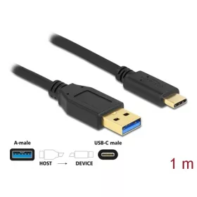   Delock Kábel - 83870 (USB Type-C -> USB-A 3.1 Gen2, Max.: 10 Gb/s, fekete, 1m)