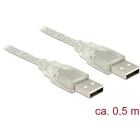 Delock USB-A 2.0 - USB-A 2.0 M/M adatkábel 0.5m átlátszó