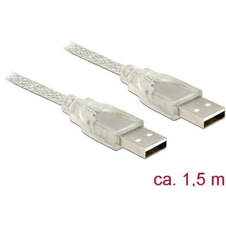 Delock USB-A 2.0 - USB-A 2.0 M/M adatkábel 1.5m átlátszó