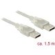 Delock USB-A 2.0 - USB-A 2.0 M/M adatkábel 1.5m átlátszó