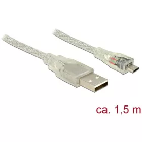   Delock USB-A 2.0 -> USB-B 2.0 micro M/M adatkábel 1.5m átlátszó