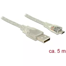   Delock USB-A 2.0 -> USB-B 2.0 micro M/M adatkábel 5m átlátszó