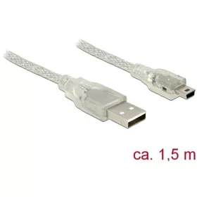   Delock USB-A 2.0 -> USB-B 2.0 mini M/M adatkábel 1.5m átlátszó