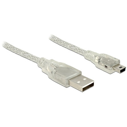 Delock KAB Delock 83909 USB 2.0 A dugó > USB 2.0 mini B dugó áttetsző - 5 m