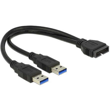 Delock KAB Delock 83910 USB3.0 pin header apa > 2x USB3.0 Type-A apa kábel - 0,25m