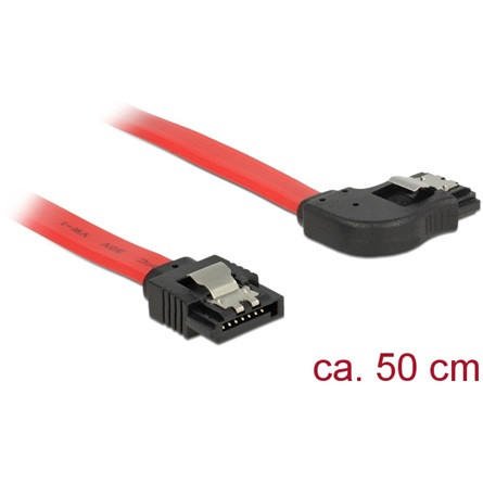 Delock SATA 3 F/F adatkábel 0.5m piros egyenes/90° jobb