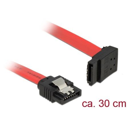 Delock SATA 3 F/F adatkábel 0.3m piros egyenes/90° fel