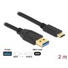 Delock USB-C 3.2 Gen2 -> USB-A 3.2 Gen 2 M/M adatkábel 2m fekete