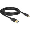 Delock USB-C -> USB-A 3.2 Gen 1 M/M adatkábel 3m fekete