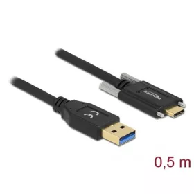   Delock 84007 USB-C 3.2 Gen2 -> USB-A 3.2 Gen 2 M/M adatkábel 0.5m fekete csatlakozó csavarral