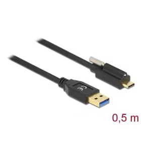   Delock 84025 USB-C 3.2 Gen2 -> USB-A 3.2 Gen 2 M/M adatkábel 0.5m fekete csatlakozó csavarral