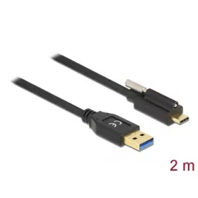   Delock 84031 USB-C 3.2 Gen2 -> USB-A 3.2 Gen 2 M/M adatkábel 2m fekete csatlakozó csavarral
