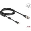 Delock High-Res XLR -> USB-A 2.0 F/M audio kábel 3m fekete