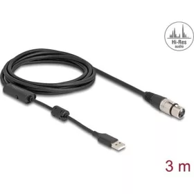   Delock High-Res XLR -> USB-A 2.0 F/M audio kábel 3m fekete