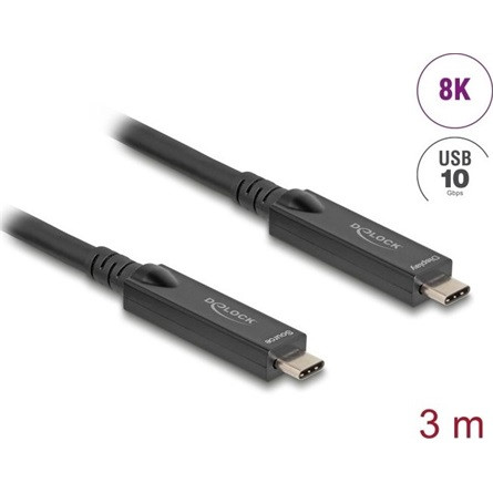 Delock Aktív optikai USB-C  8K Video + adat + PD kábel 3 m