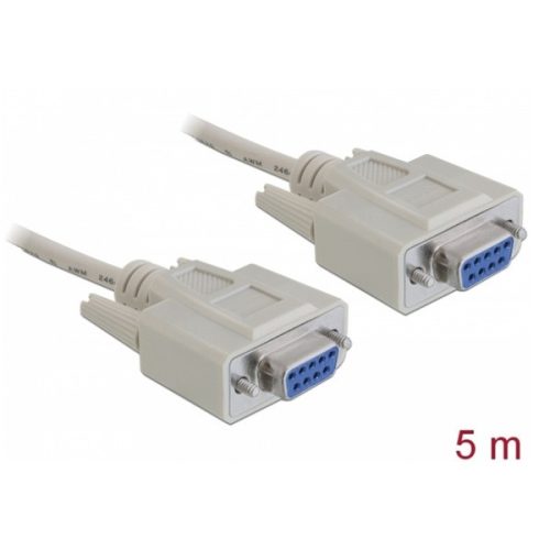 Delock kábel - 84250 (Soros Null modem 9 pin anya / anya, 5 m)