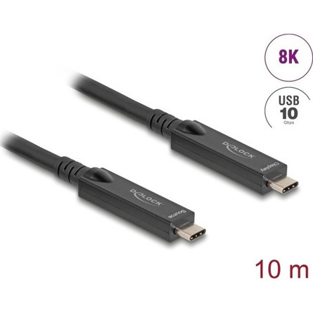 Delock Aktív optikai USB-C  8K Video + adat + PD kábel 10 m
