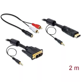   Delock Átalakító Kábel - 84455 (DVI-D(18+1) -> HDMI, apa/apa, hanggal, 2m)