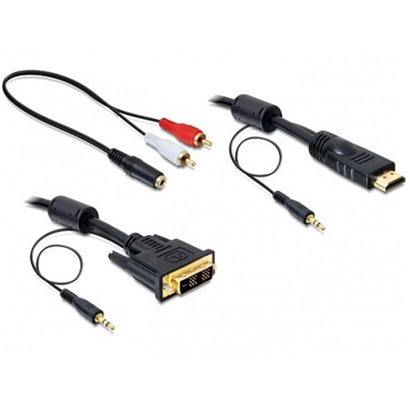 Delock KAB Delock 84457 apa / apa DVI - HDMI kábel hanggal - 5m