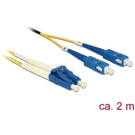 Delock LC Duplex -> SC Duplex M/M adatkábel 2m sárga Singlemode OS2
