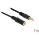 Delock Jack stereo 3,5mm (4pin) M/F audio kábel 1m fekete IPhone headsethez