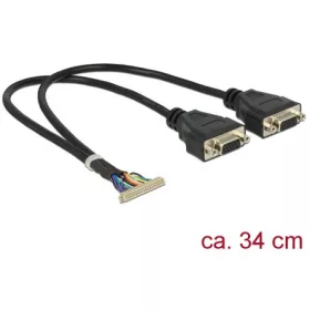   Delock 40pin 1,25mm pinheader -> 2db VGA F/F adatkábel 0.34m fekete 95255 és 95256 modulhoz
