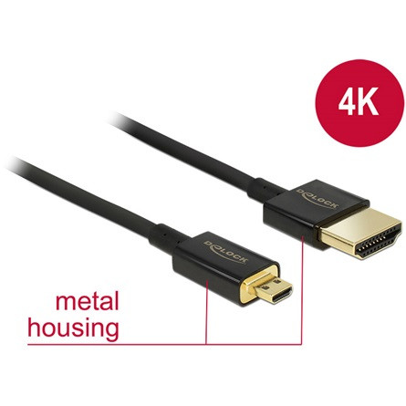 Delock KAB Delock 84782 Cable High Speed HDMI with Ethernet HDMI-A male > HDMI Micro-D male 3D 4K 1,5 m Slim Premium